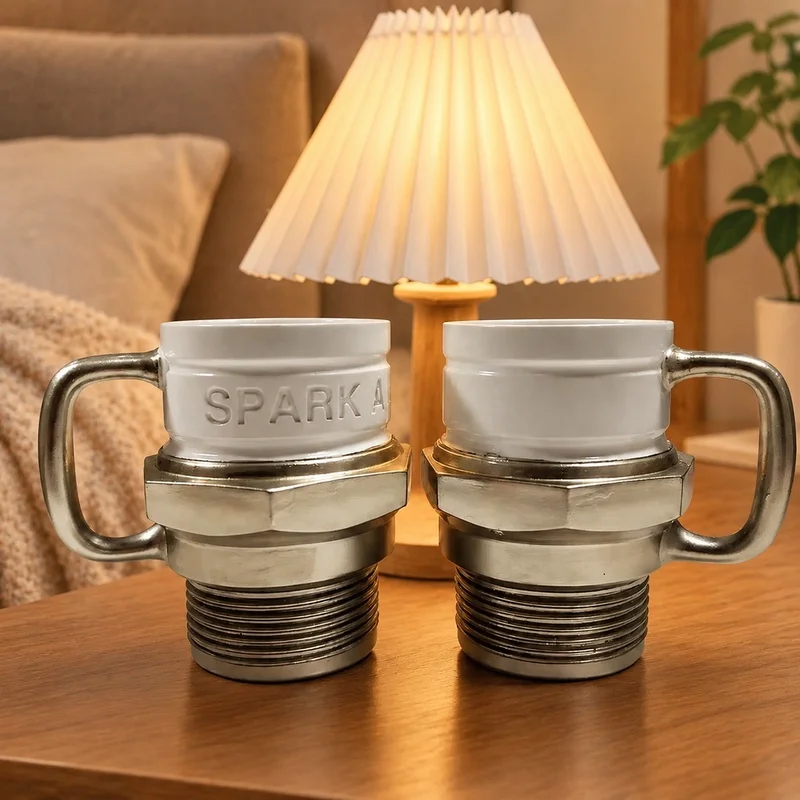 Ceramic Coffee Mug Inspired by Spark Plug Design, Ideal Gift for Auto Enthusiasts at Work, Garage, or Home