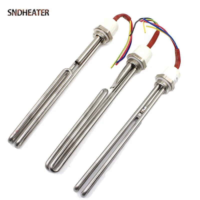 SNDHEATER Solar Immersion Water Heating Element 265/275mm G1 Thread Temperature Control Folded Tube 1500W 2000W 3000W with Cup