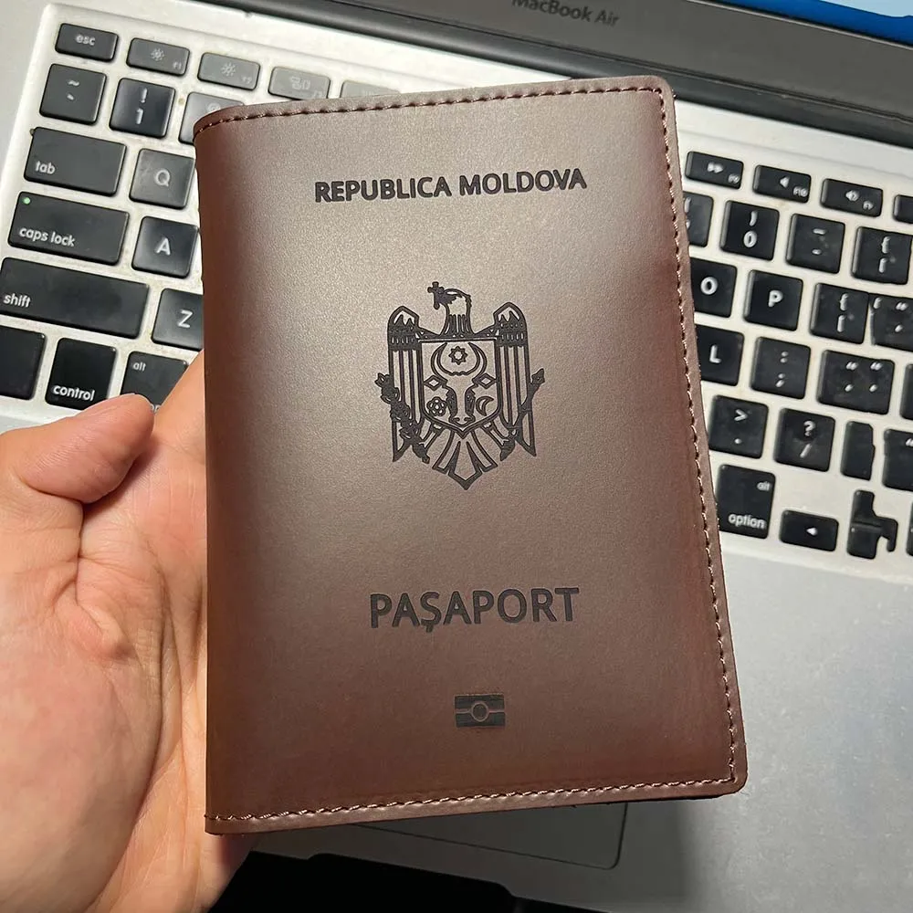 Leather Republic of Moldova Passport Cover Personalised Genuine Leather Republica Moldova Passport Holder Covers for Passports