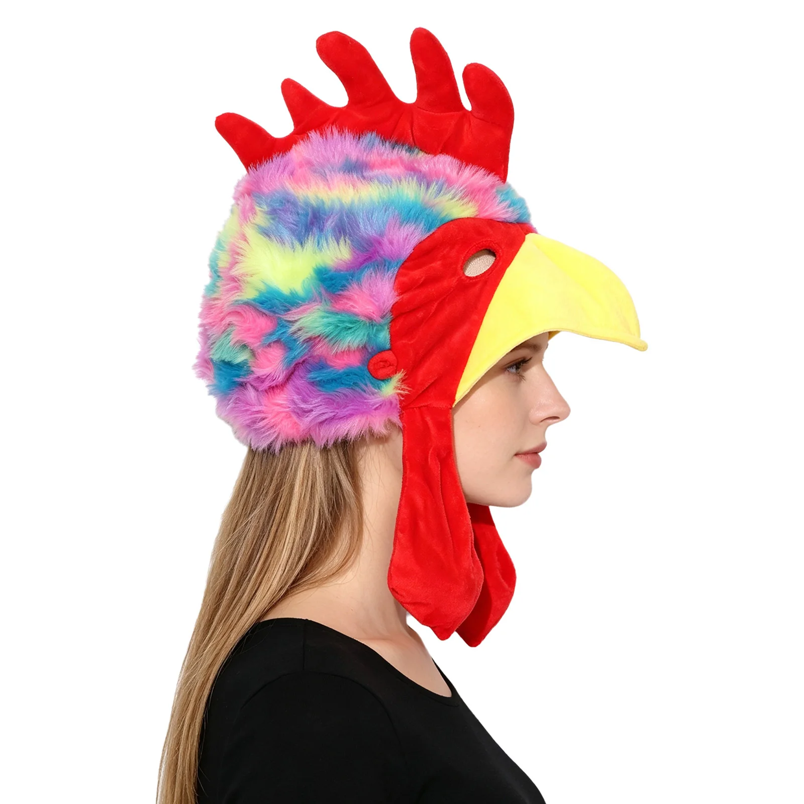 Unisex Adults Plush Turkey-shaped Hat Headwear Thanksgiving Costume Accessories for Halloween Cosplay Party Stage Performance 2