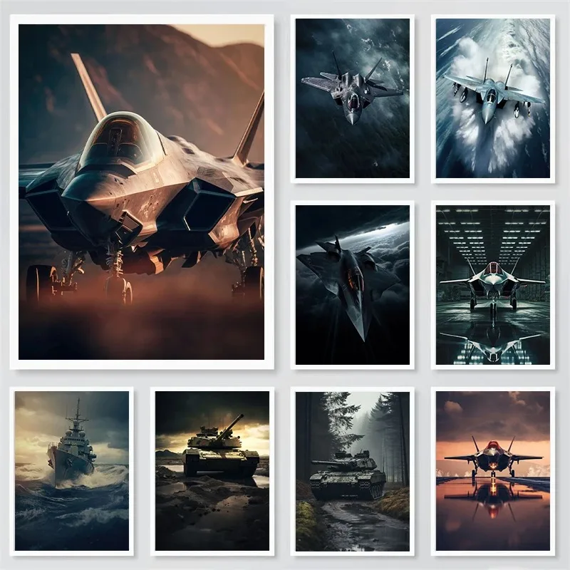 Military Vehicles Fighter Military Aircraft Poster Canvas Printing Military Home Room Aesthetic Wall Decor Boys Room Wall Decor