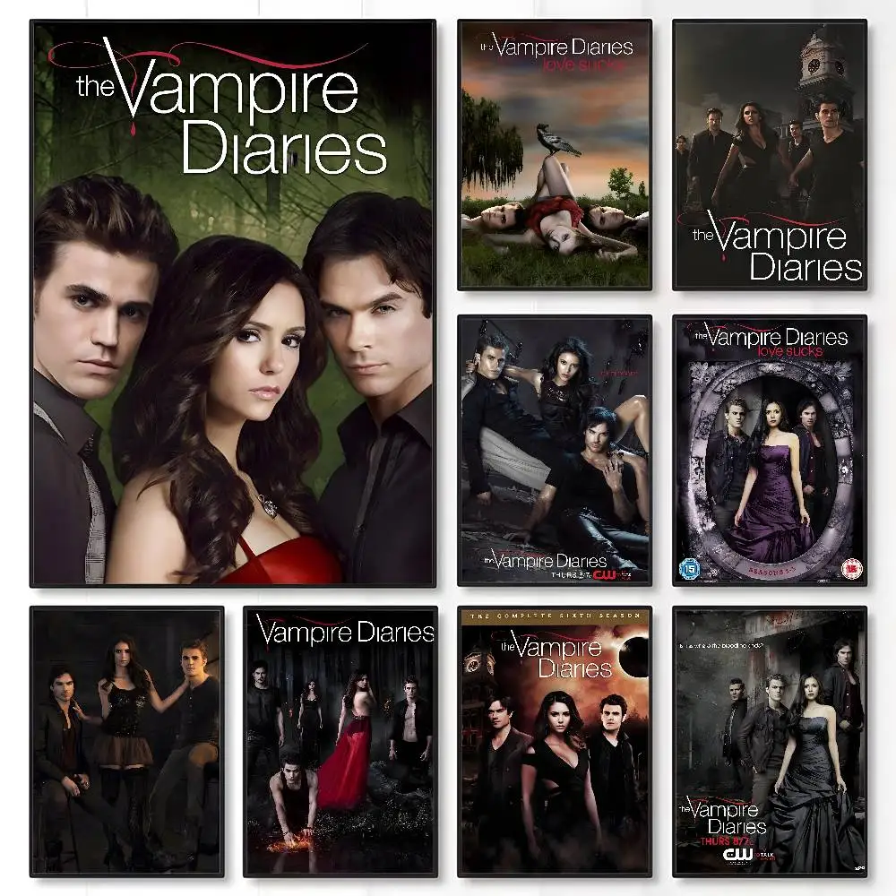 The V-Vampire Diaries, klassisches Filmplakat, klebrige Wandkunst, Druck, wasserdicht, für Zuhause, Wohnzimmer, Schlafzimmer, Bar, ästhetisches Dekor