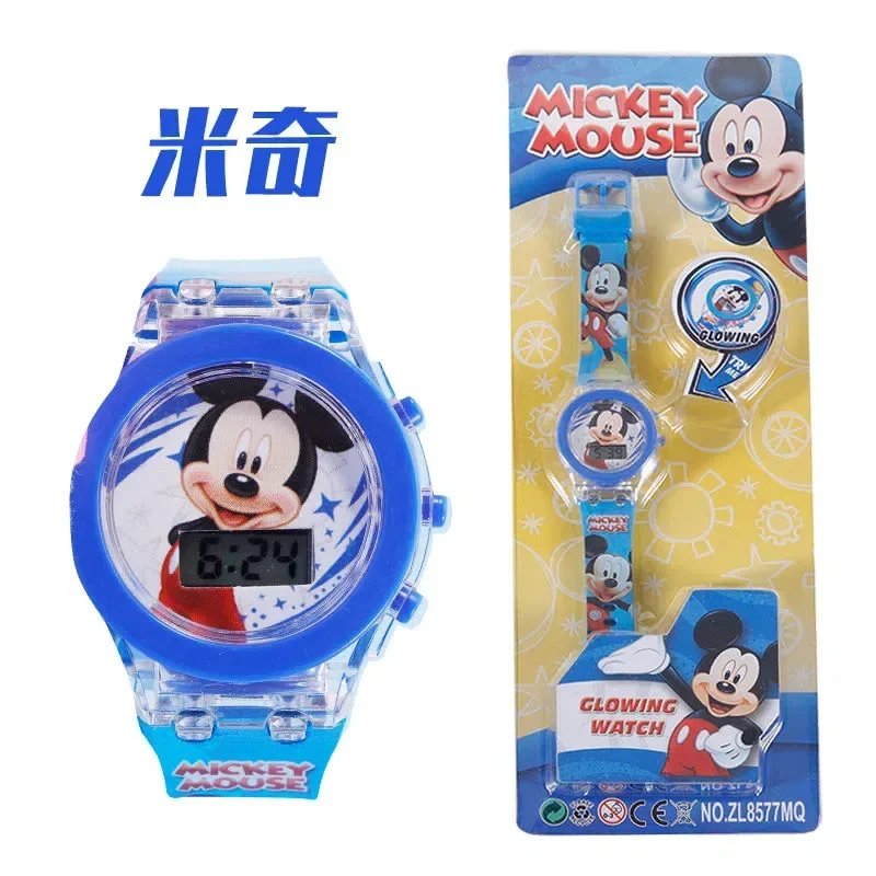 Hot Disney Lichtgevende Horloge Mickey Minnie Toy Watch Kinderen Cartoon Horloge Student Elektronische Prestatie Goederen Creatief Geschenk