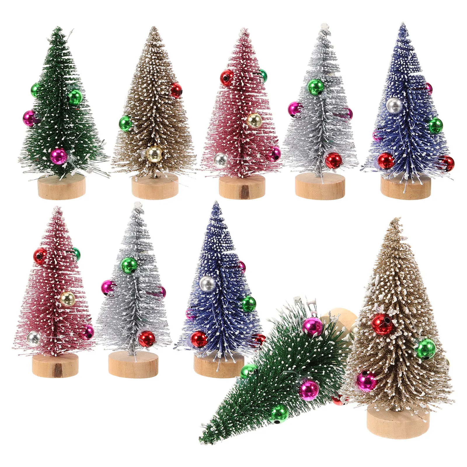 

12 Pcs Small Christmas Tree Mini Decorative Trees Miniature Folding for Table Holiday Desktop Decoration Christams