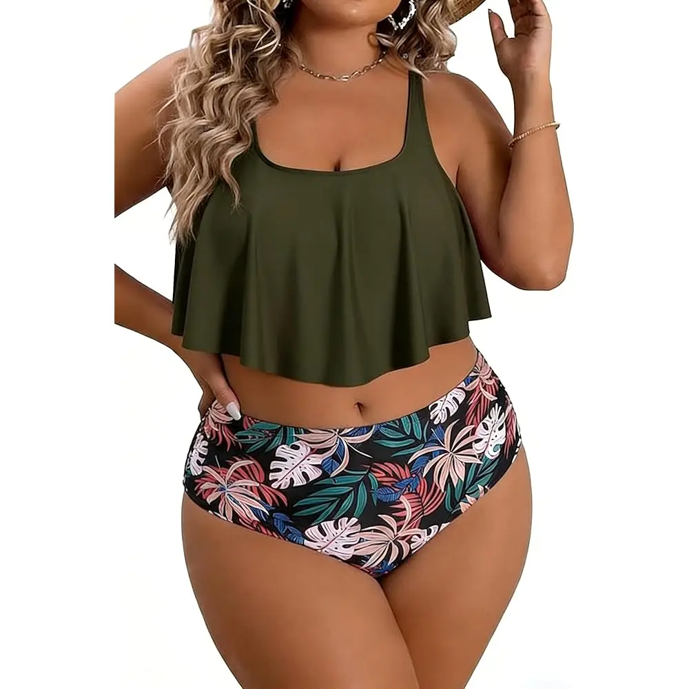 

Plus Size Tankini Swimsuits - Women Two Piece Tankini Swim Suits Flounce Bikini Bathing Suits Swimsuit Tankinis