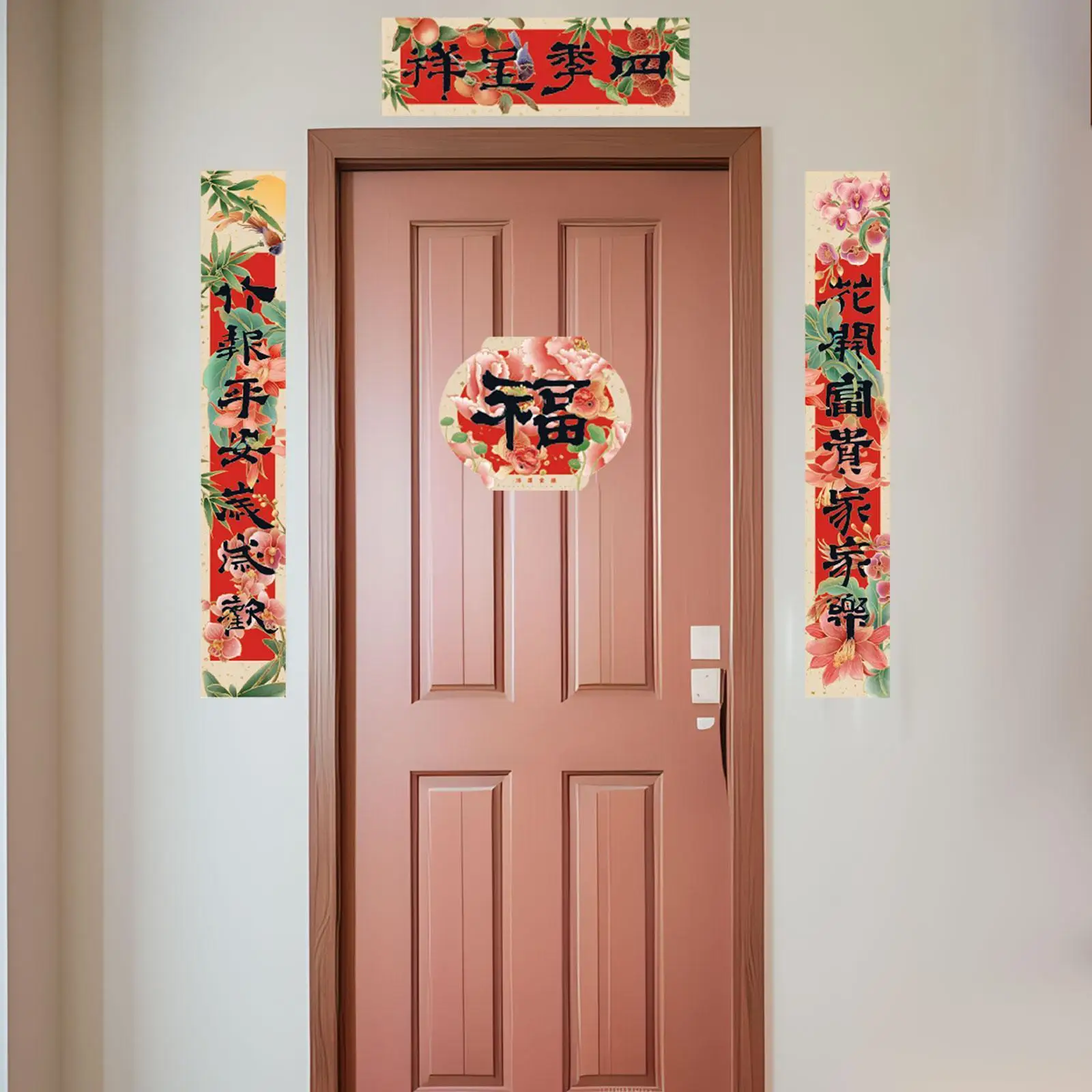 2025 Dekorasi Tahun Baru Imlek Cina Stiker Pintu Bait Dekorasi Feng Shui Ornamen Festival Musim Semi untuk Pintu Depan Rumah