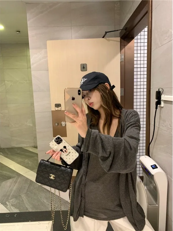 

Casual V-Neck Strapless Vest Sunscreen Open Cardigan Outerwear Two-Piece Set Women's Pure Color Loose Fit Summer Fashion