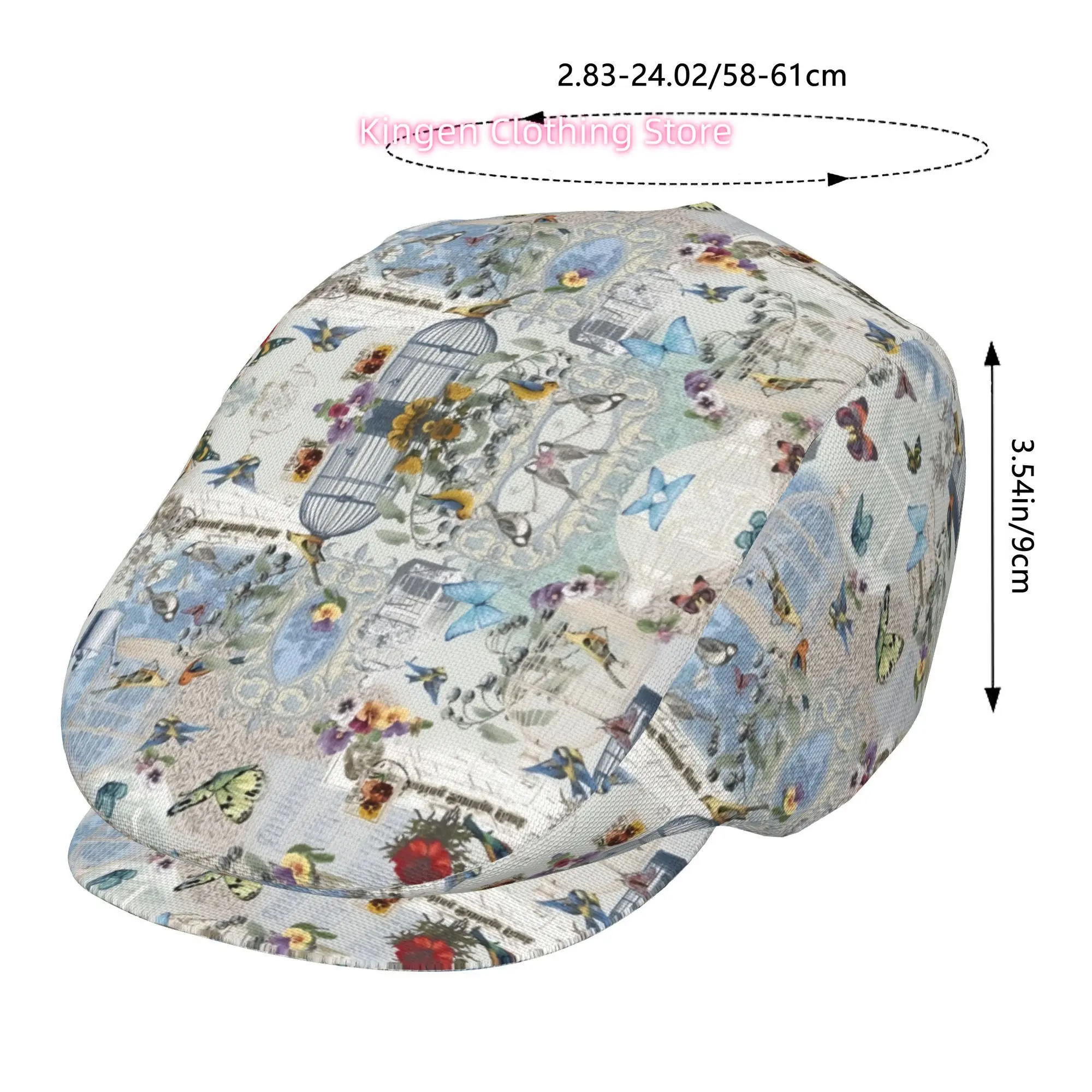 Birdsong and Flower Scent Letter Collection Men and Women Adjustable Flat Cap Newsboy Beret Ivy Cap Irish Cabbie Fishing Hats Fo