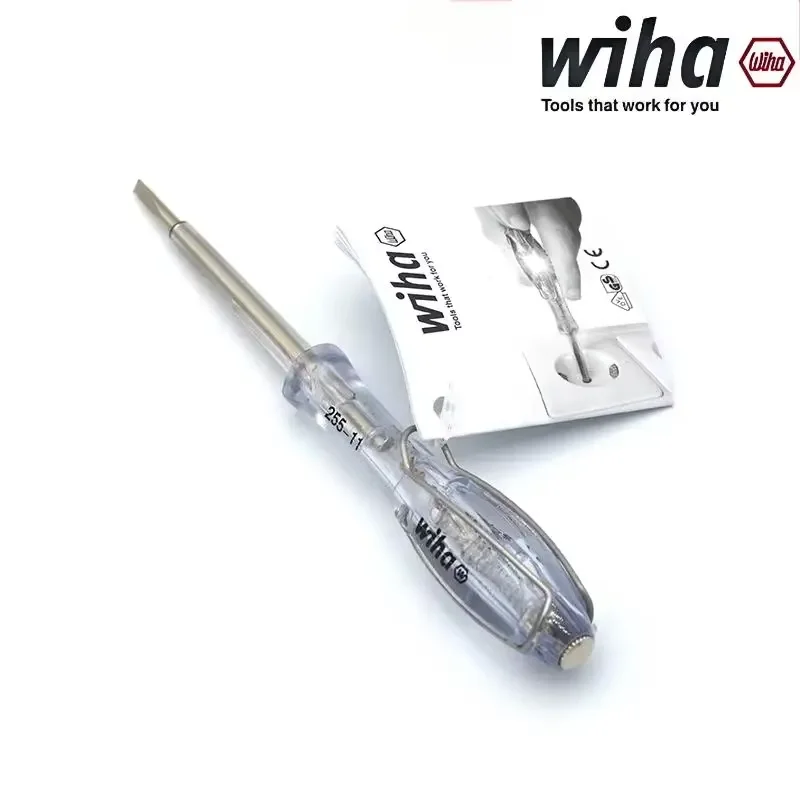 Wiha 34745 SoftFinish® Voltage Tester, 110-250V AC Slotted Transparent Handle VDE GS 1000V Insulated Electrician Hand Tool