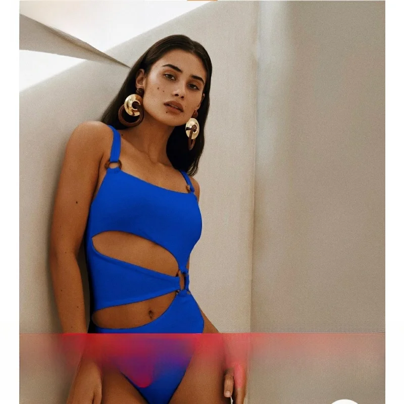 

Slimming One-Piece Hollow out Bikini Women's Color Swimsuit Cross-Border Swimwear Comfortable Polyester Material