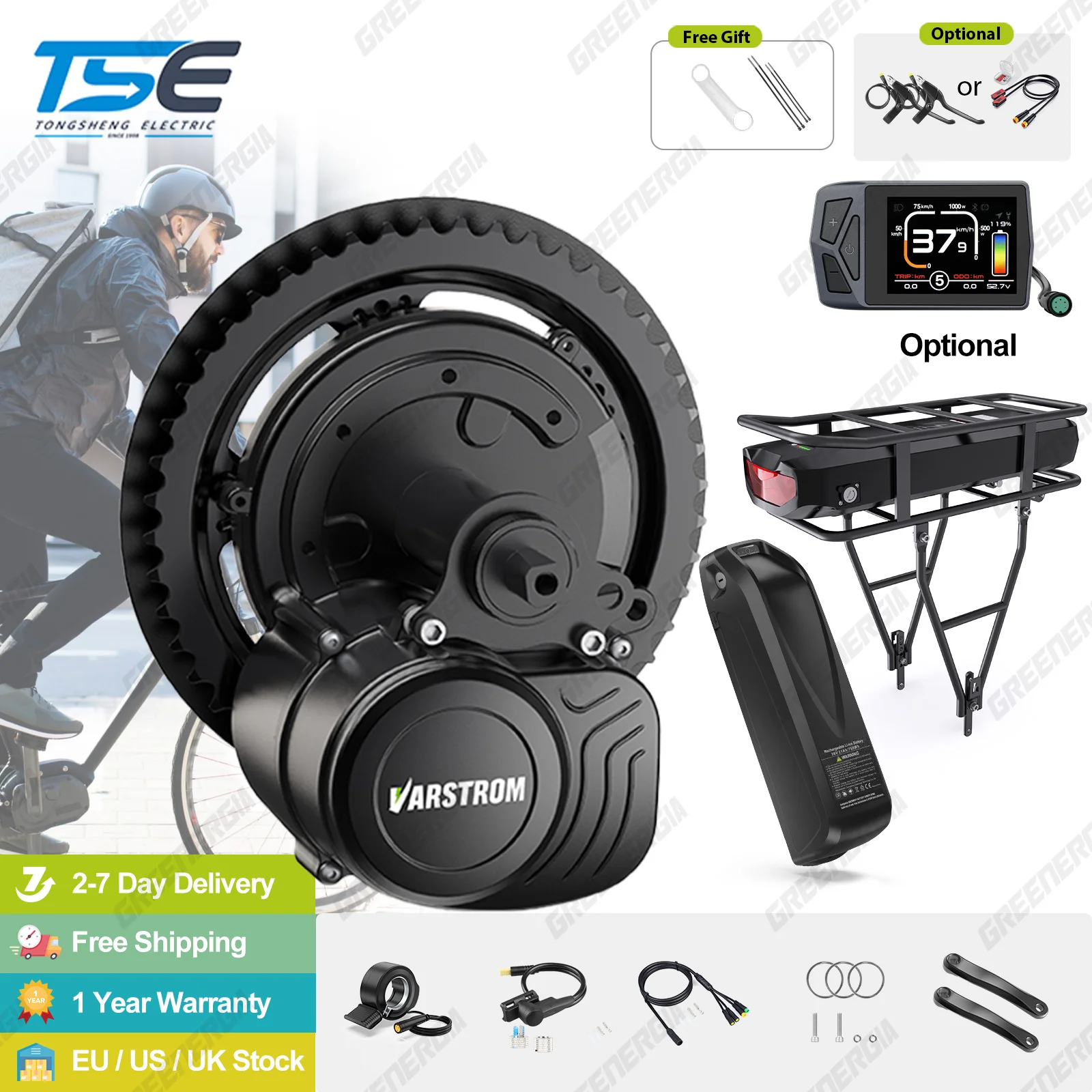 

Varstrom TSDZ8 TSDZ2B Комплект электровелосипеда 36 В 250 Вт 48 В 500 Вт 750 Вт TSDZ16 1000 Вт Центральный средний двигатель для электрического велосипеда с комплектами датчиков крутящего момента