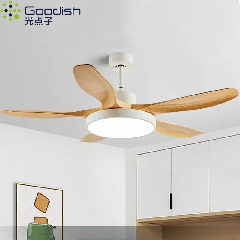 

Modern Nordic Led Ceiling Fans with Lights Home Decoration Strong Wind with Focus Lamps for Kitchen Living Dining Room With Fan