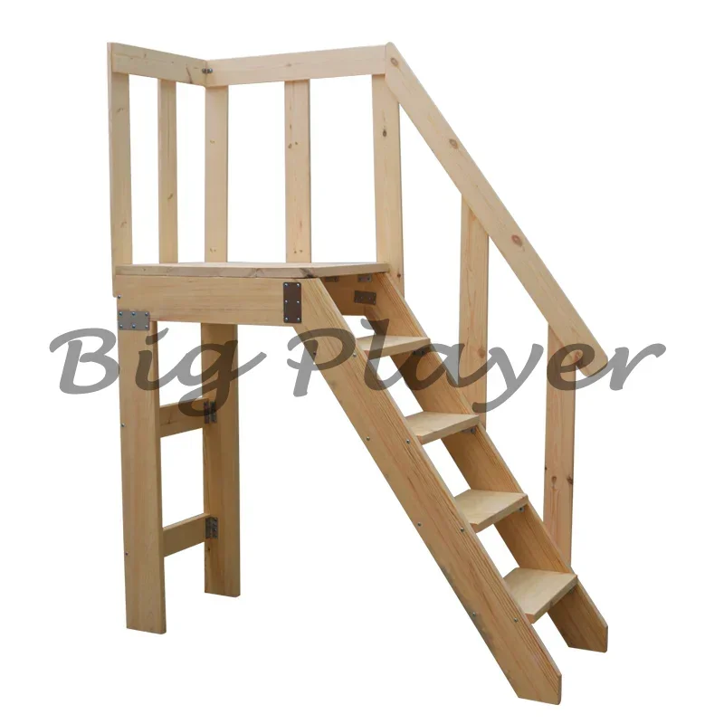 

Household Platform Ladder Straight Up Solid Wood Balcony Step Unilateral Stage Ladder Split-level Attic