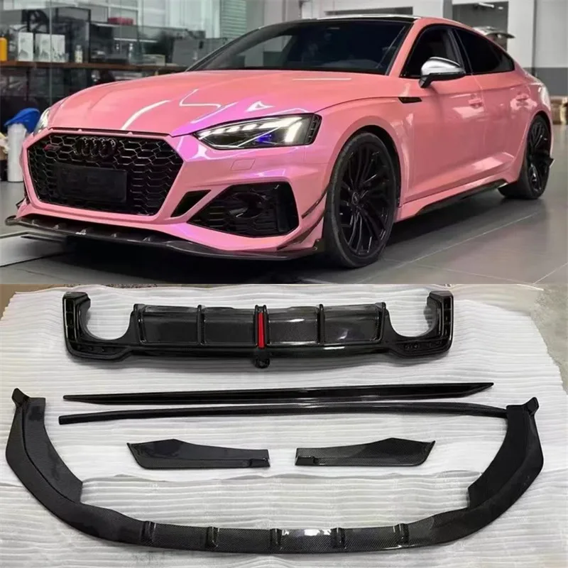 

For Audi RS5 2020-2024 Real Carbon Fiber Bumper Front Lip Rear Diffuser Side Skirts Spoiler Splitter Car Accessories Body Kit
