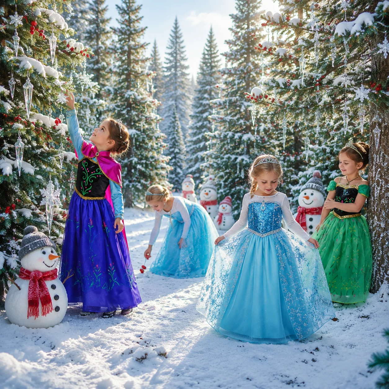 Frozen Elsa Anna Snow Queen Tulle Princess Dress for Girls Birthday Halloween Christmas Carnival Cosplay Outfit Kids 2-8Y view 4