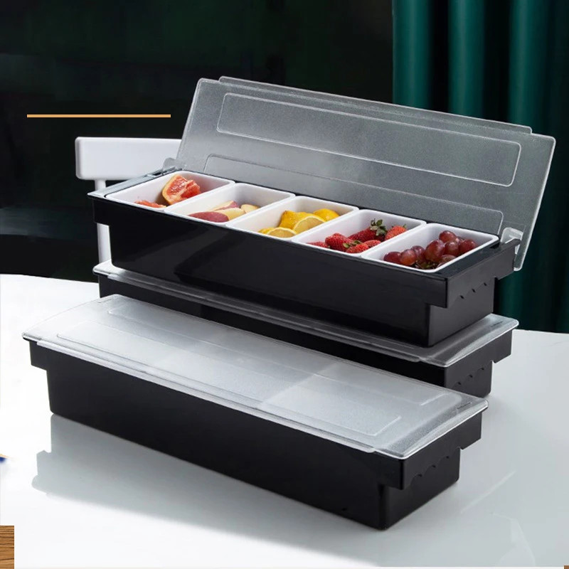 ABS plastic 3/4/5/6-part pizza ingredients preparation box fruit cheese sauce box pizza making tool accessories