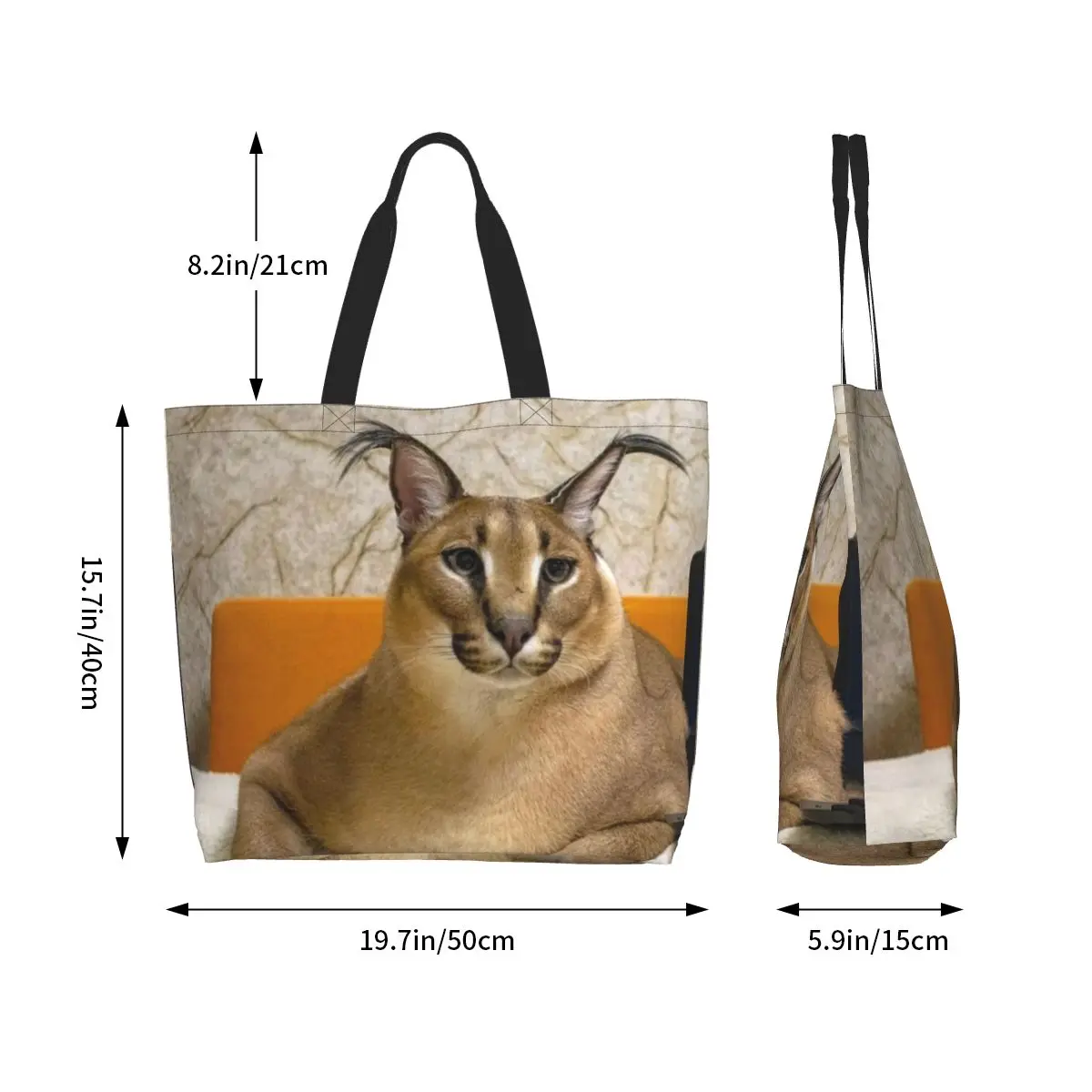 Floppa Cat Funny Meme Grocery Shopping Tote Bag Women Kawaii Caracal Canvas Shoulder Shopper Bags Big Capacity Handbags