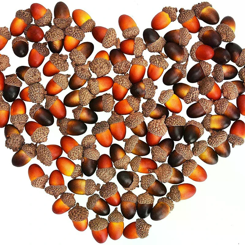 Artificial Mini Acorns Fake Fruit Props Lifelike Oak Nut Plants Model Craft For Home Kitchen Table Decor 20PCS