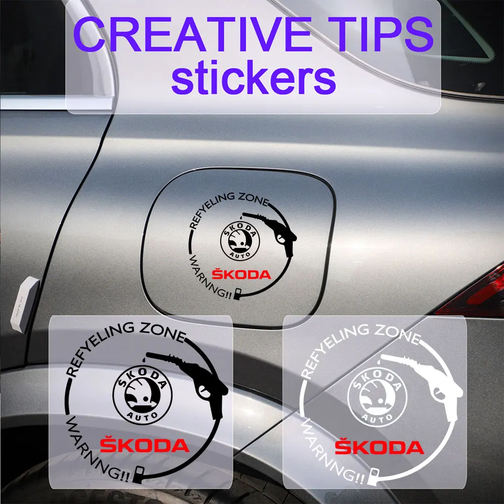 1/2Pcs Car Fuel Tank Cap Stickers Vinyl Fashion Decoration Decals For Skoda Octavia MK3 Rapid Fabia A7 Superb KAMIQ Roomster VRS
