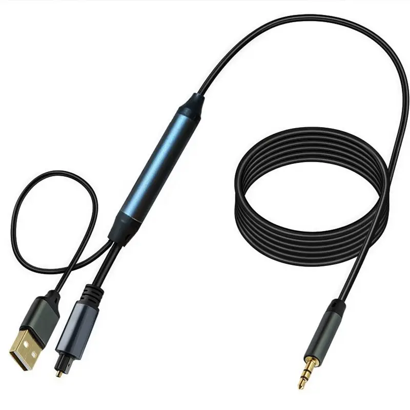 1.2-4.5m 1/2 TOSLINK+USB Power Supply to DC3.5mm Supports Fiber Optic Digital to Analog Signal Conversion With Built-in DAC Chip