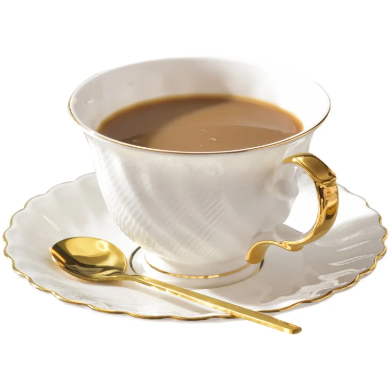 Coffee cup and saucer set European small luxury ceramic exquisite home afternoon tea set bone china