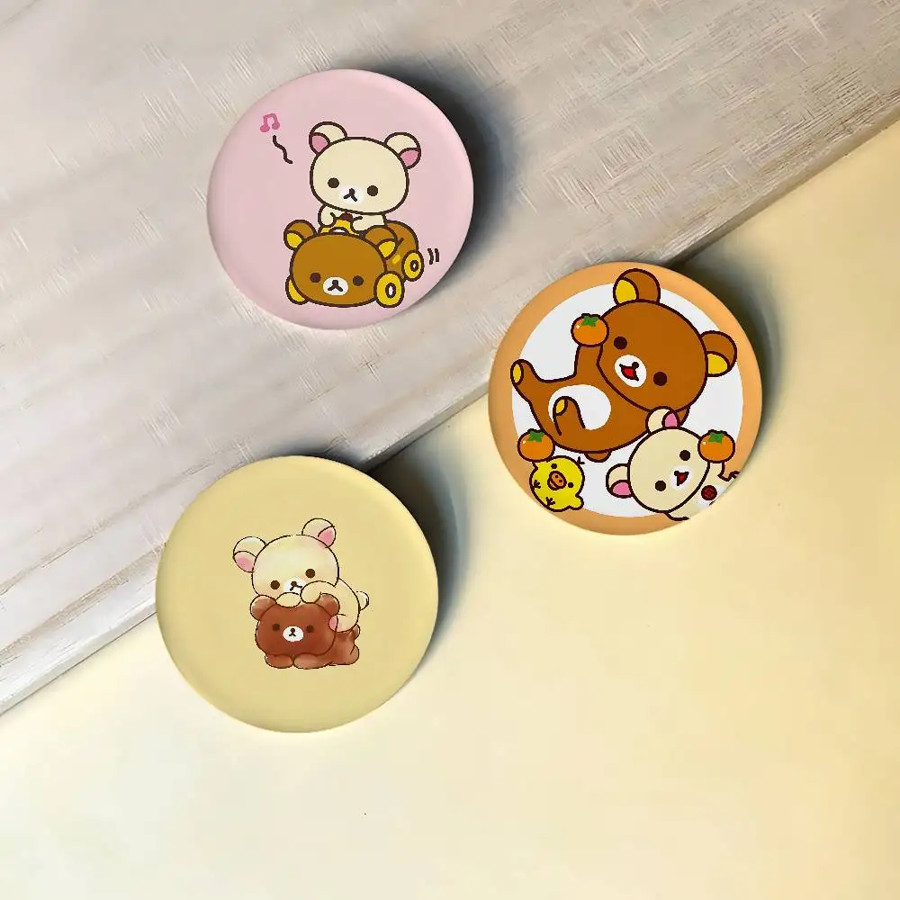 Cartoon Rilakkumas Body Badges Peripheral Lapel Pins Tinplate Round Brooch For Shoulder Bag Accessories Souvenir Gifts