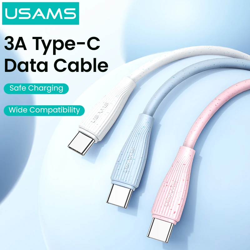 USAMS Type-C 3A Fast Charging Data Cable Green Series For phones/tablets/power banks/small appliances, etc