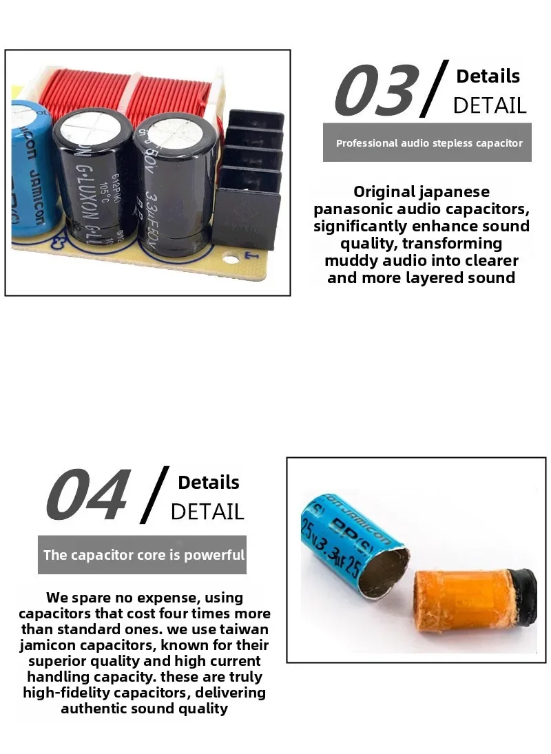 100W 2-Wege-Lautsprecher-Frequenzweiche 2900Hz 4-8 Ohm Professionelles Audio Direkt vom Hersteller 2 Stück – Detail 5