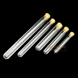 50pcs/100pcs Clear Lab Round Bottom Plastic Test Tubes with Cork for Wedding Favours School Experiment