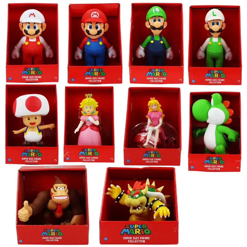 

25cm Game Super Mario Bros Cartoon Dolls Model Anime Figures Luigi Yoshi Mario Creative Collectible Model Toys Decoration Gift