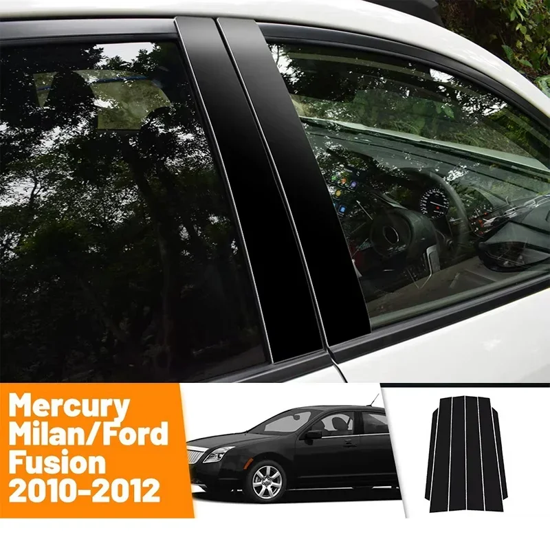 

For Mercury Milan Ford Fusion 2010-2012 2011 Black Carbon Fiber Doors and Windows B C Pillars Column Decorative Stickers