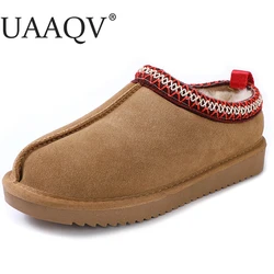 Cow Suede Leather Women's Slipper Ladies Indoor/Outdoor Short Mini Boots Comfy Fur Fleece Lined Female Ankle Boot