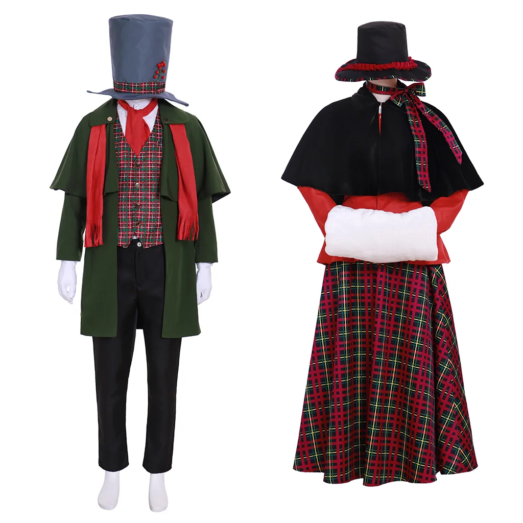 Christmas Carol Cosplay Victoria Charles Dickens Christmas Men Women Christmas Cosplay Red Green Costume Set Halloween costume