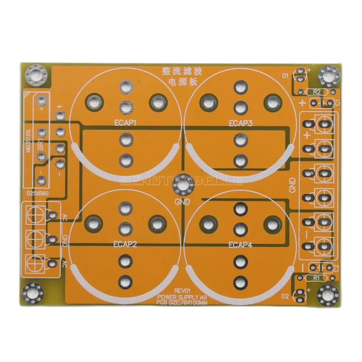 HiFi เครื่องขยายเสียงเดี่ยวสะพานกรอง Power Supply Board PCB