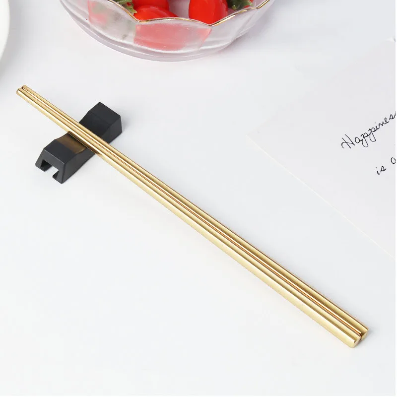 Stainless Steel Square Chopsticks Tableware Meal Chopsticks Divided and Shared Chopsticks Mirror Polishing