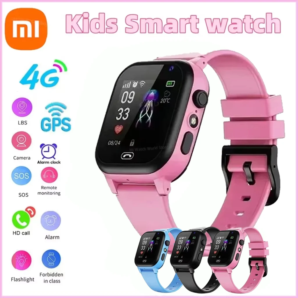 Xiaomi Kids 4G Смарт-часы SOS GPS Местоположение Видеозвонок SIM-карта Детские умные часы с камерой Водонепроницаемые часы для мальчиков и девочек в подарок