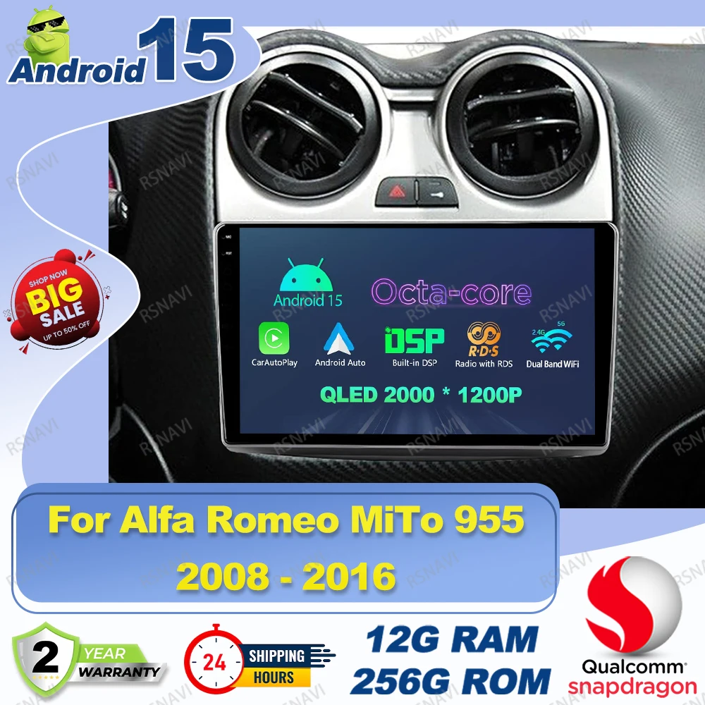 Android 15 Car Radio For Alfa Romeo MiTo 955 2008 - 2016 Passat B5 Mercedes W211 Cleaning Machine Tesla Model Y Junwiper Golf 5
