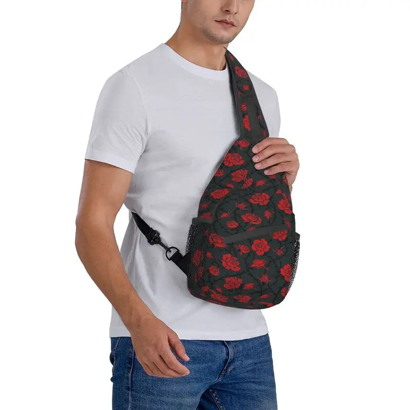 Cool Rose Swirls Ivy Plants Sling Crossbody Backpack Men Dark Mysterious Forest Pattern Shoulder Chest Bags for Travel Cycling