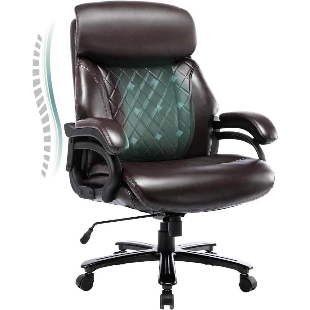 

Office Chair 400lbs-Heavy Duty Executive Desk Chair with Extra Wide Seat, High Back Ergonomic Leather with Tilt Rock&Tension