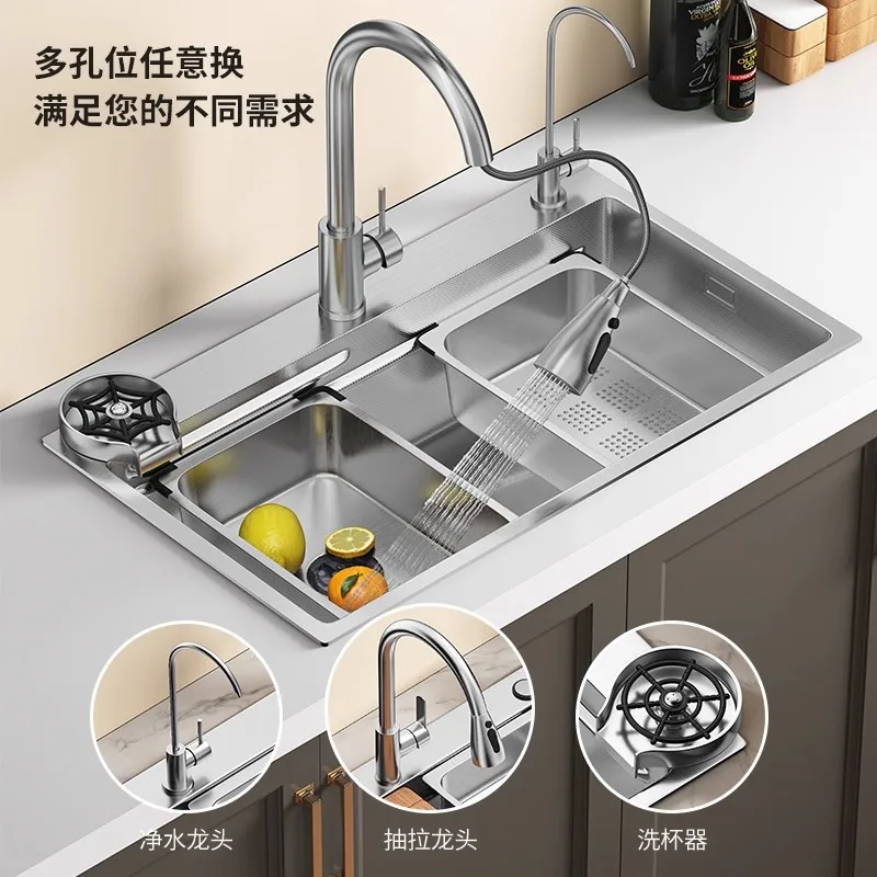 Household thickened sink Large single slot 4.0 Small rice grain embossed 304 stainless steel Kitchen vegetable basin 3