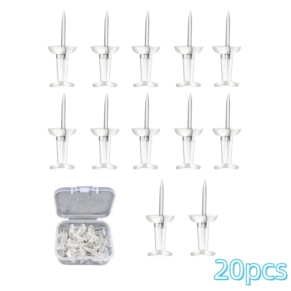 20/100PCS Push Pins Plastic Head Steel Tip Wall Thumbtacks Painting Nails For Home Office And Craft Projects With Box