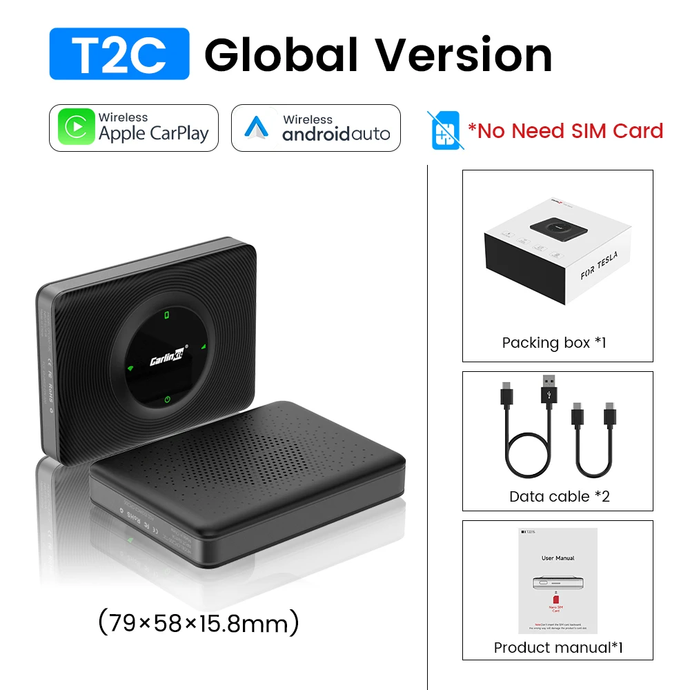 Carlinkit Draadloze CarPlay Dongle Android Auto Draadloze Adapter Voor Tesla Model 3Y XS Bluetooth Wifi Sluit Spotify Waze T2C - afbeelding 1
