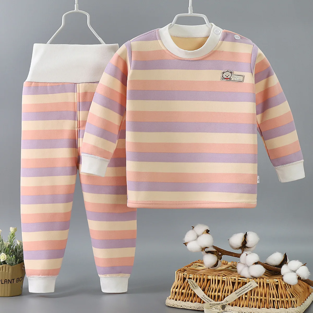 Imagen 3: Conjuntos de Ropa Interior para Niños, Gruesos y Cálidos, de Felpa, para Niños y Niñas, Trajes de Otoño e Invierno