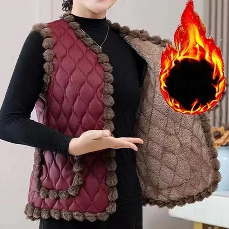 Kamizelka polarowa jesienno-zimowa modna ciepła nowa kamizelka dla osób w średnim i starszym wieku kurtka
