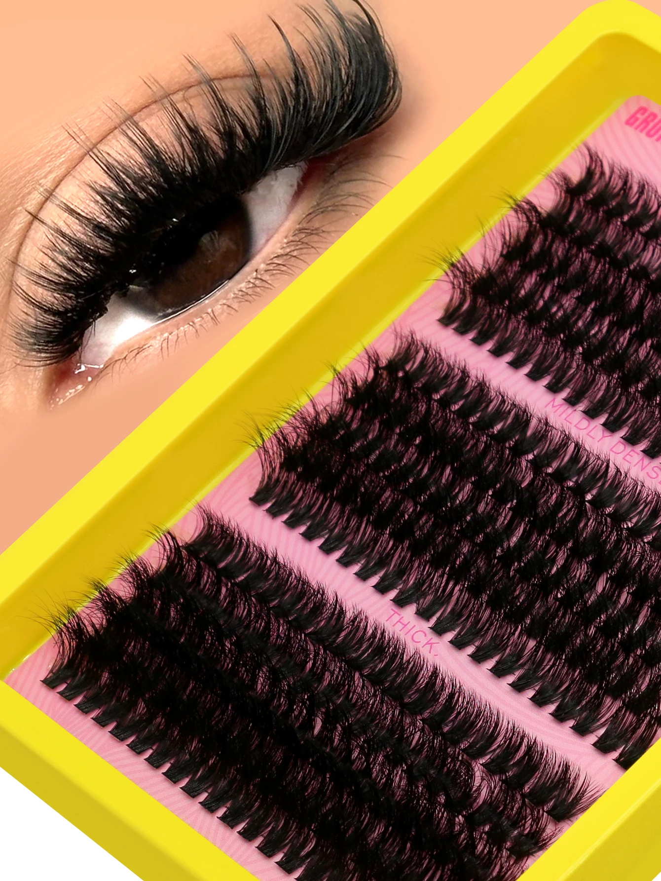 GROINNEYA Lash Cluster 5D Fluffy Thick Eyelash Clusters D Curl Wispy Individual Lashes Mix Eyelash Extensions Lash Makeup