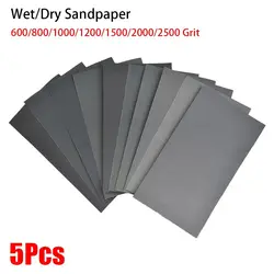 5Pcs Wet Dry Sandpaper Grit Water/Dry Abrasive SandPapers Grinding Paper For Metal Glass Ceramic Wood Polishing Tools