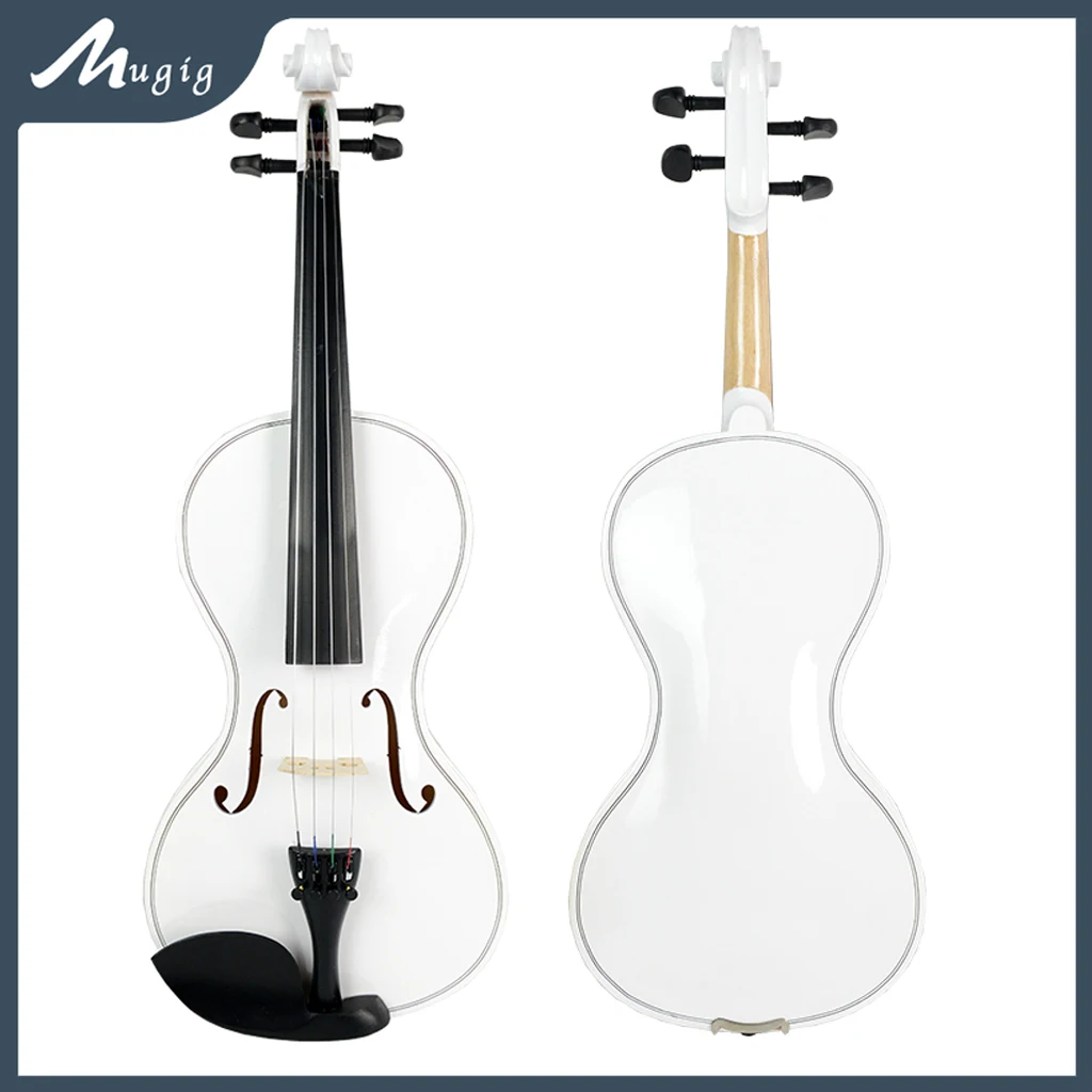 4/4 Full Size Violin Student Fiddle Gourd Shaped Violino White Acoustic Violin With Brazilwood Bow Bridge Strings Carry Case SET