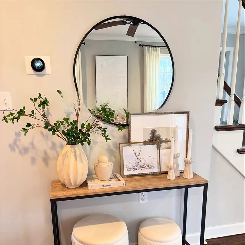 

Bathroom Decoration Mirror Aesthetic Korean Style Nordic Luxury Circle Mirror Modern Wall Spiegel Wand Living Room Decorations