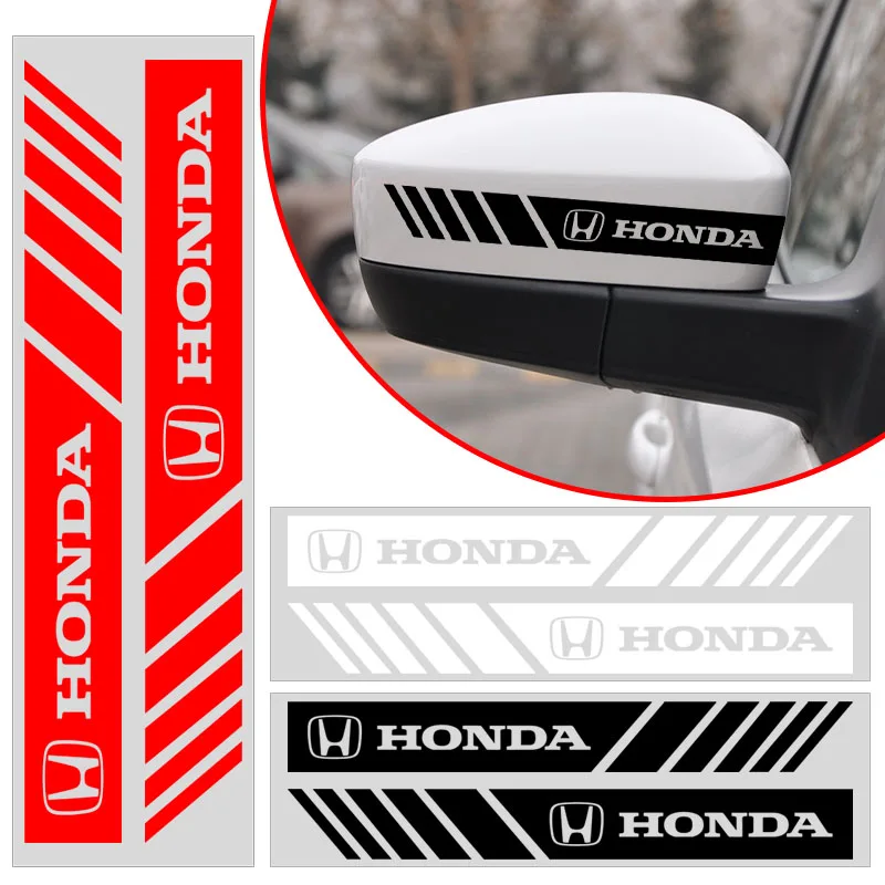 Adesivos de PVC para espelho retrovisor de carro, 2 peças, faixas de corrida para Honda Fit Mugen Insight Type S R VTEC Modulo Vezel RR Si
