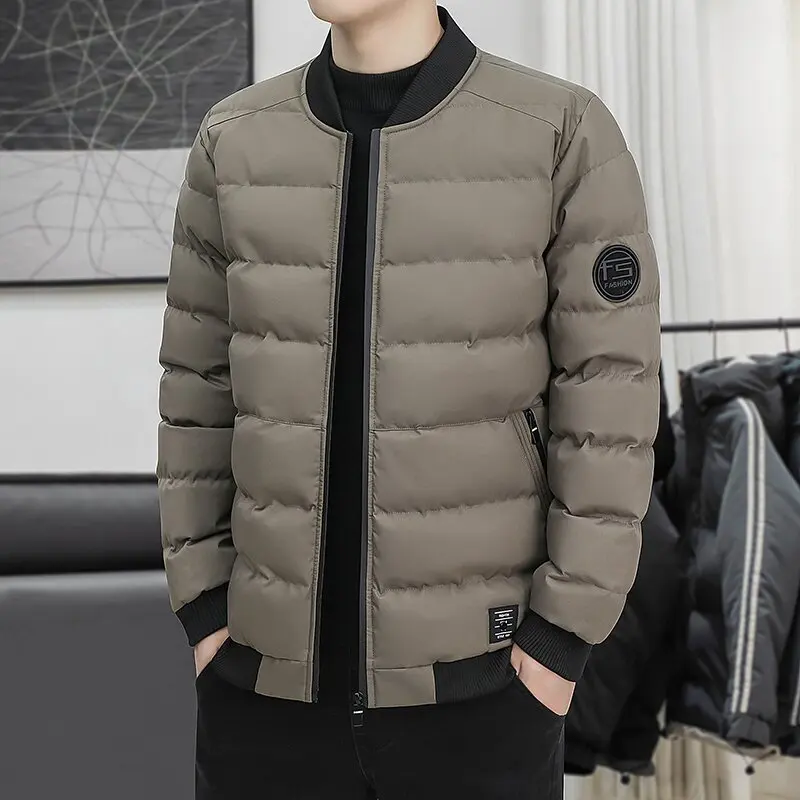 2024 Autumn and Winter Fashion Solid Color Windproof Warm Large Size Cotton-Padded Jacket Men\'s Casual Loose Comfortable Coat